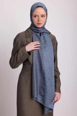 Barçın leopar desenli çift taraflı şal